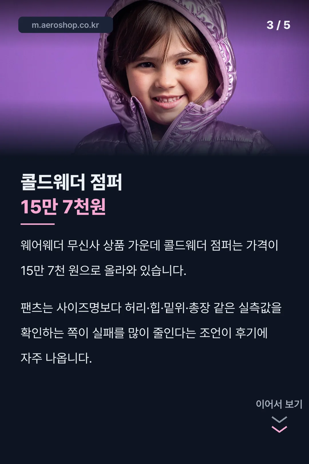 콜드웨더 점퍼 가격